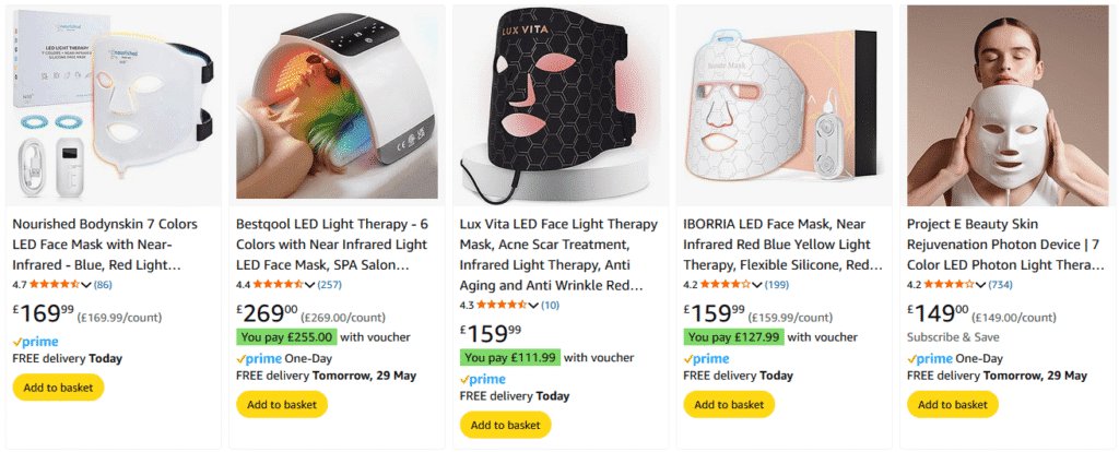Light therapy Devices on Amazon